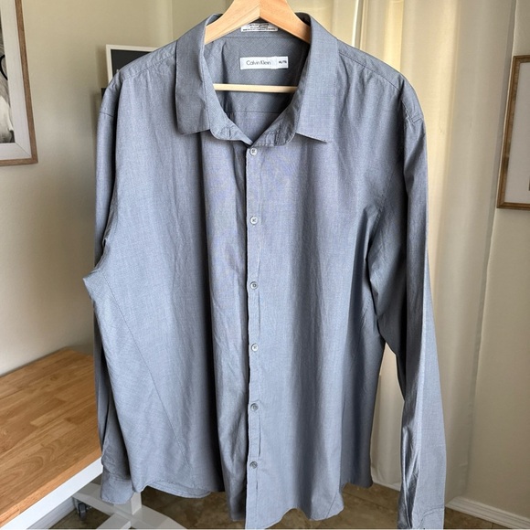 Calvin Klein Men’s Grey Longsleeve Button Up Size 2XL - Picture 2 of 9
